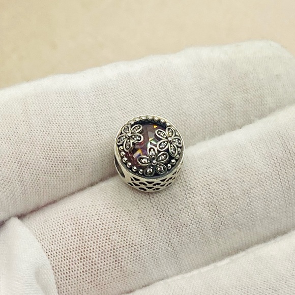 EUC Pandora 792055PCZ Silver Dazzling Daisy Meadow Charm w/ Pink & Clear CZ’s - Picture 7 of 10